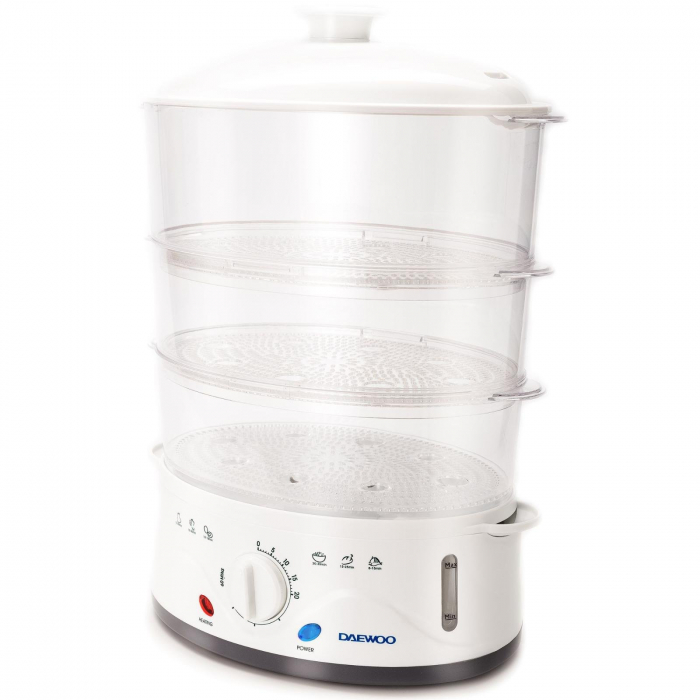 Aparat de gatit cu aburi Daewoo DFS900W, 900 W, 3 cosuri, 8.5 l, timer 60 min, design ergonomic, Alb [3]
