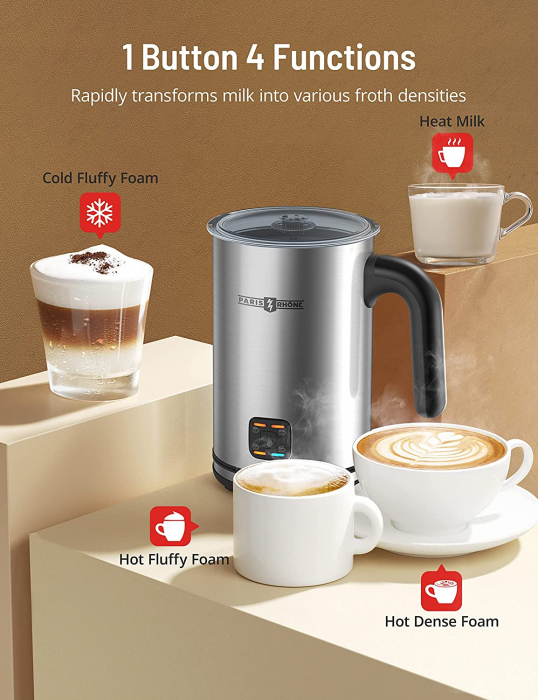 Aparat pentru spumarea laptelui din inox Paris Rhone PE-MF009, 300ml, 4 in 1,  interior antiaderent [4]