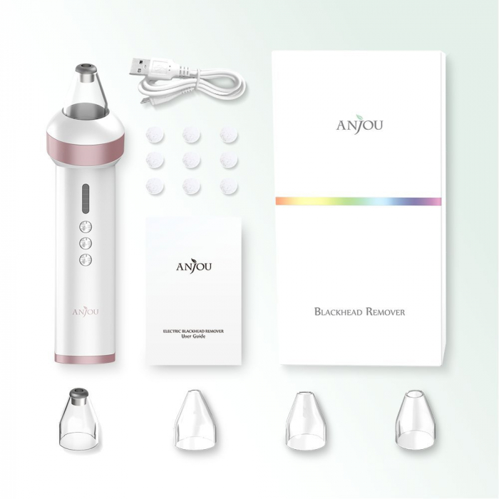 Aparat vacuum multifunctional Anjou AJ-PCA015 Indepartare Puncte Negre, Anti Acnee, Aspirator cosuri, Curatare pori, 4 capete detasabile [2]