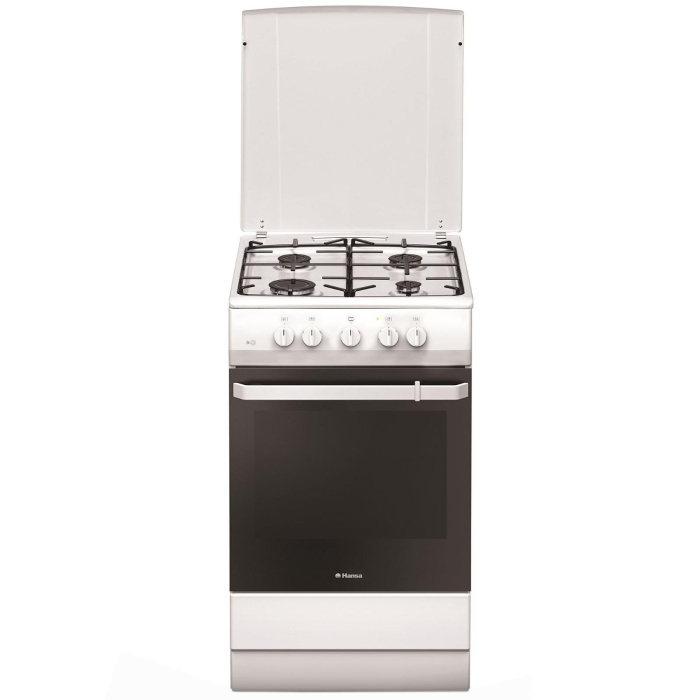 Aragaz cu gaz Hansa FCGW510009, 50 cm, 4 arzatoare, 1 functie, siguranta, capac email, 56 L, clasa A, alb [1]