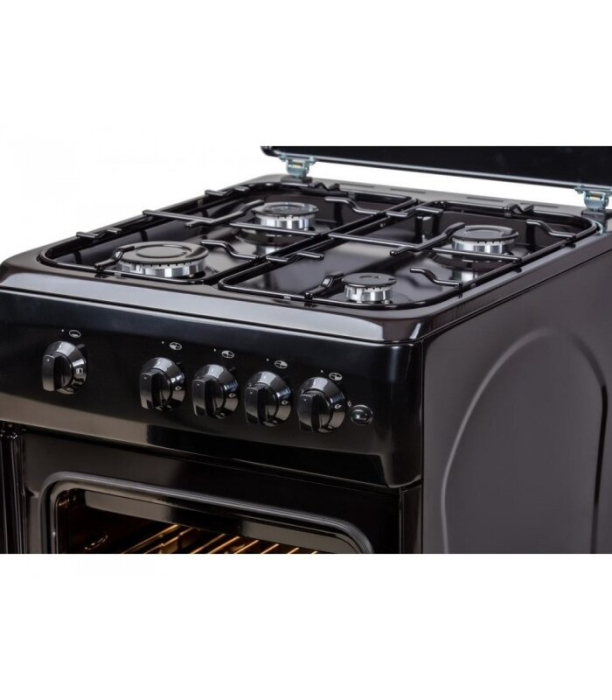 Aragaz LDK 5060 A Black RMV NG, 4 arzatoare, Aprindere electrica, Capac metalic, Siguranta, Negru [5]