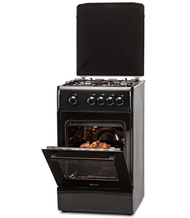 Aragaz LDK 5060 A Black RMV NG, 4 arzatoare, Aprindere electrica, Capac metalic, Siguranta, Negru [4]