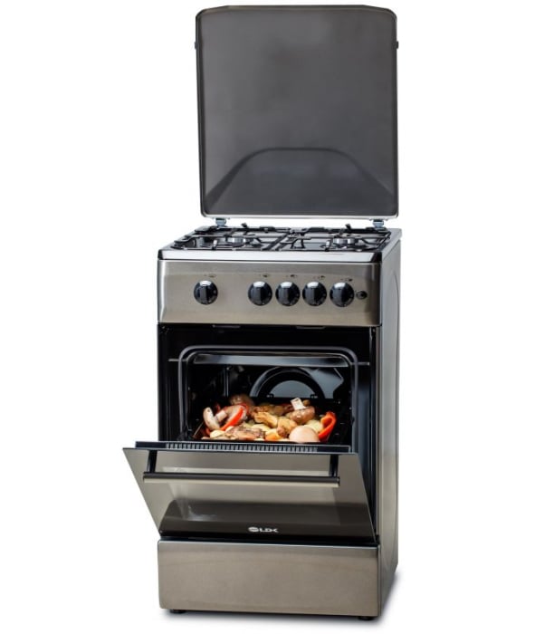 Aragaz LDK 5060 A Shiny Grey RMV, Gaz, 4 Arzatoare, Siguranta, Aprindere electrica, Capac metalic, 50 x 60 cm, Gri [1]