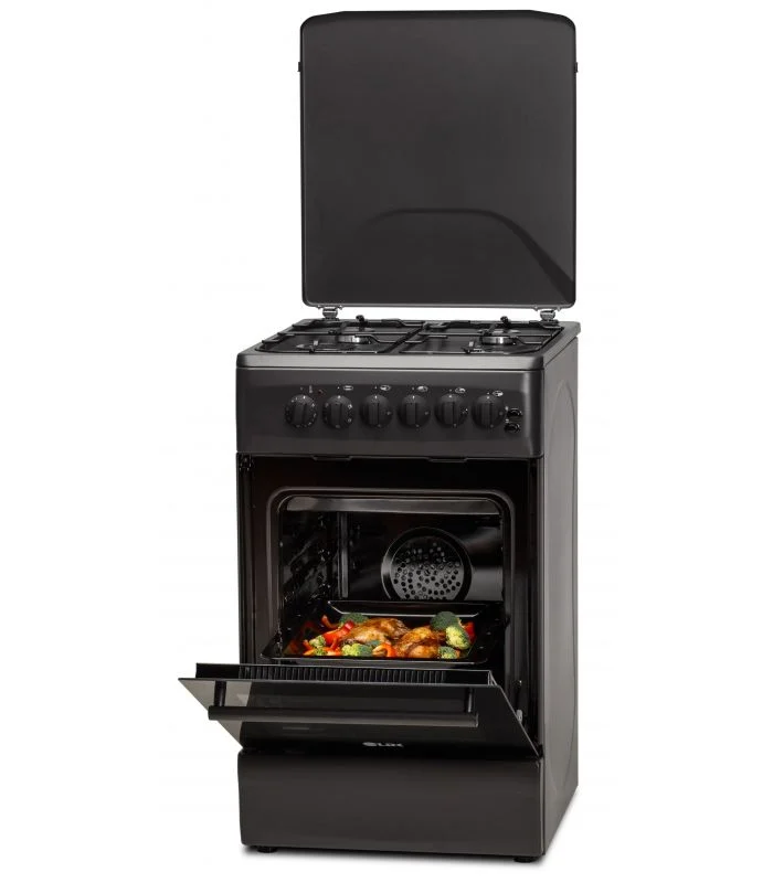 Aragaz LDK 5060 ECAI MAT BLACK RMV, 4 Arzatoare, Siguranta, Cuptor electric, Aprindere, Iluminare, Capac metalic, Negru mat [2]