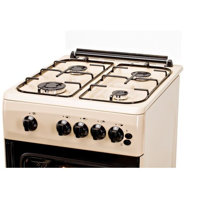 Aragaz LDK 5060 GRAI Crem RMV, Gaz, 4 Arzatoare, Siguranta, Grill, Rotisor, Aprindere, Iluminare, Capac sticla, Crem [4]