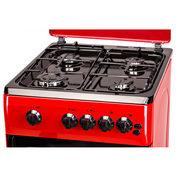 Aragaz LDK 5060 GRAI Red RMV, 4 Arzatoare, Siguranta, Grill, Rotisor, Aprindere, Iluminare, Capac sticla, 50 x 60 cm, Rosu [4]