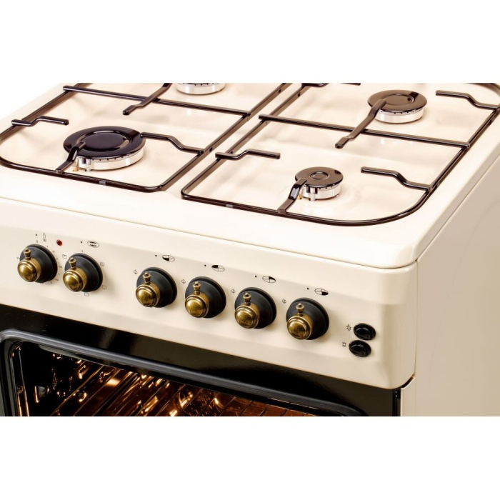 Aragaz LDK 6060 Ecai Beige Rustic NG, Siguranta, cuptor electric cu convectie, aprindere, iluminare, capac metalic, bej [4]
