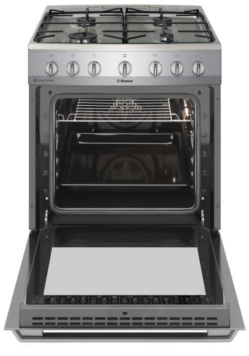 Aragaz mixt Hansa, cuptor electric, 60 cm, 4 arzatoare, programator, 8 functii, grill, ventilator, aprindere electrica, siguranta, sertar depozitare, fara capac, 62 L, clasa A, inox FCMX6810092 [2]