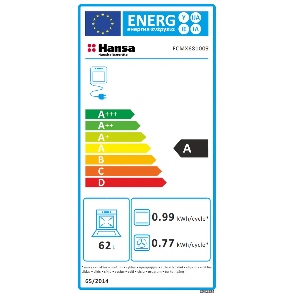 Aragaz mixt Hansa, cuptor electric, 60 cm, 4 arzatoare, programator, 8 functii, grill, ventilator, aprindere electrica, siguranta, sertar depozitare, fara capac, 62 L, clasa A, inox FCMX6810092 [6]