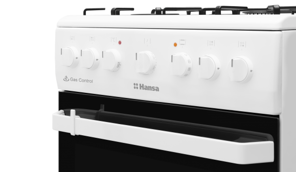 Aragaz mixt Hansa FCMW581009, cuptor electric, 50 cm, 4 arzatoare, programator, 8 functii, grill, ventilator, aprindere electrica, capac email, sertar depozitare, 62 L, clasa A, alb [3]