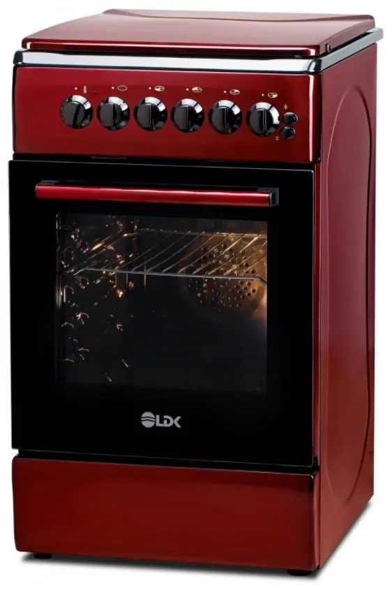 Aragaz mixt LDK 5060 ECAI BORDO RMV NG, Gaz, 4 Arzatoare, Aprindere electrica, Cuptor electric, 46 L, 60 cm, Bordo [3]