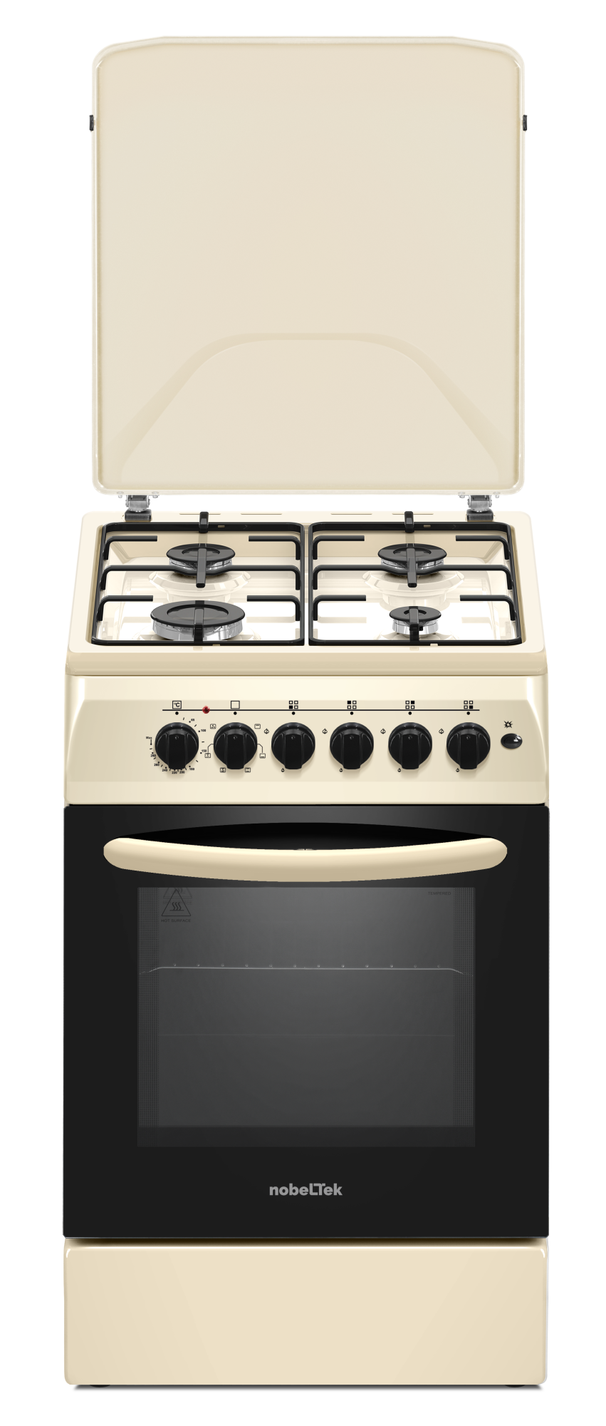 Aragaz mixt NobelTek NLT 5604B/E1, Plita gaz, Cuptor electric, Ventilator, Aprindere electrica, Iluminare cuptor, Bej [2]