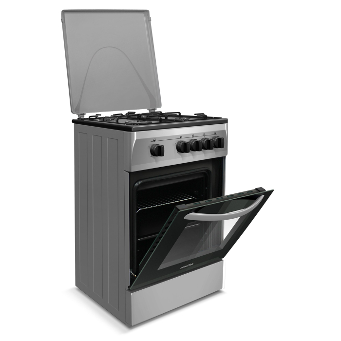 Aragaz Nobeltek NLT 5551S/G1, plita gaz, cuptor gaz, siguranta plita si cuptor, echipat cu diuze GPL, diuze GN de schimb, capac tabla, Argintiu [3]