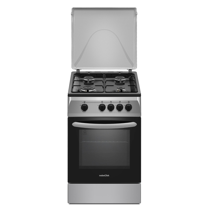 Aragaz Nobeltek NLT 5551S/G1, plita gaz, cuptor gaz, siguranta plita si cuptor, echipat cu diuze GPL, diuze GN de schimb, capac tabla, Argintiu [2]