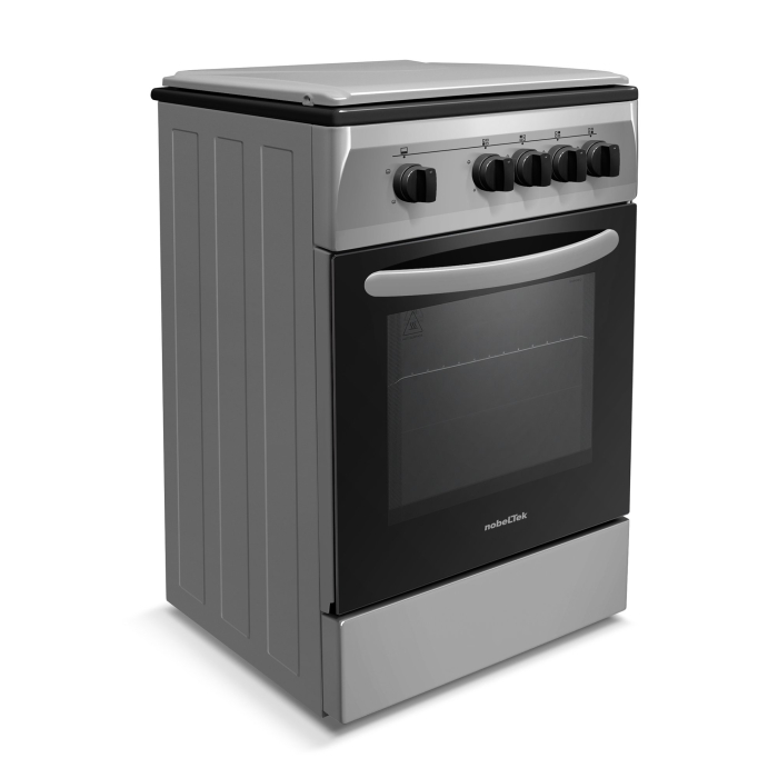 Aragaz Nobeltek NLT 5551S/G1, plita gaz, cuptor gaz, siguranta plita si cuptor, echipat cu diuze GPL, diuze GN de schimb, capac tabla, Argintiu [4]