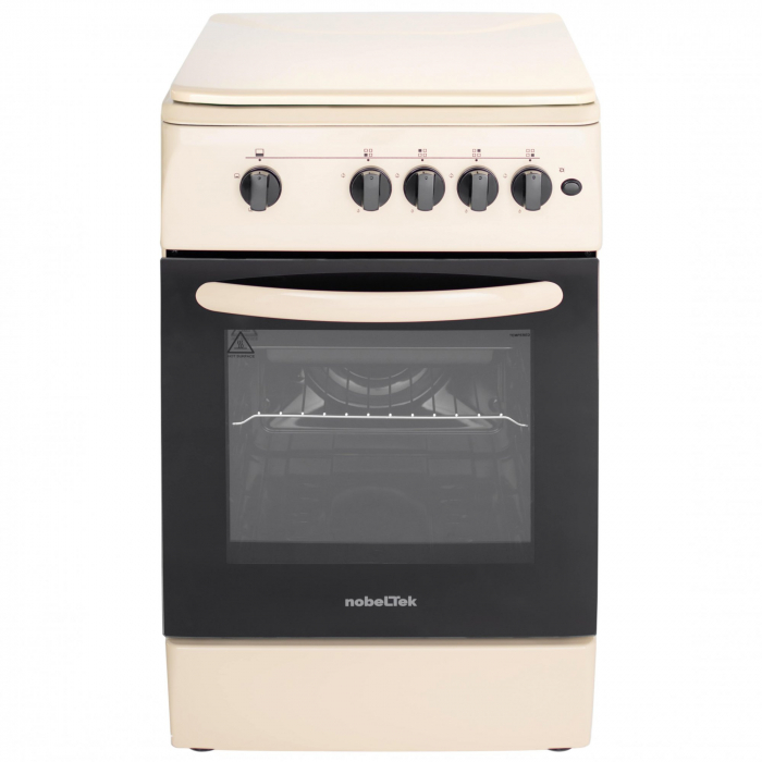 Aragaz NobelTek NLT 5602B/G1, Gaz, 4 arzatoare, Dispozitiv siguranta plita si cuptor, Aprindere electrica, 50 x 60 cm, Bej [2]