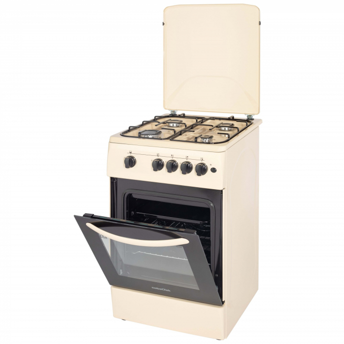 Aragaz NobelTek NLT 5602B/G1, Gaz, 4 arzatoare, Dispozitiv siguranta plita si cuptor, Aprindere electrica, 50 x 60 cm, Bej [3]