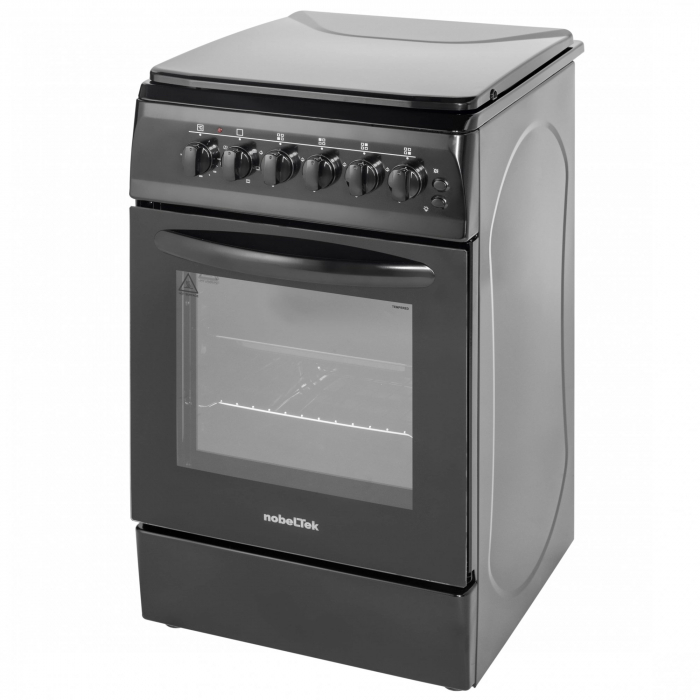 Aragaz NobelTek NLT 5604N/E1, Plita gaz, Cuptor electric, Ventilator, Aprindere electrica, Iluminare cuptor, Negru [3]