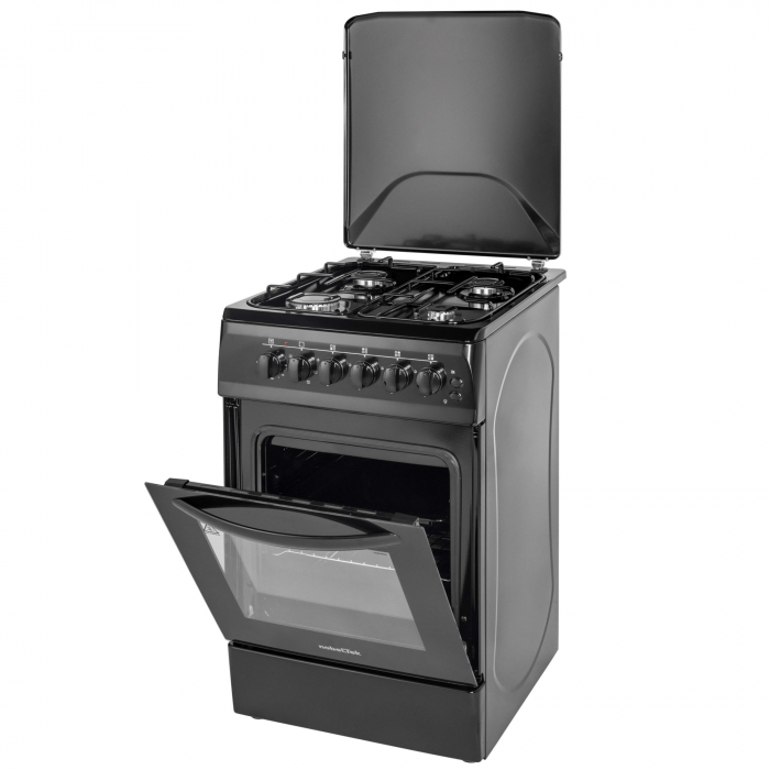 Aragaz NobelTek NLT 5604N/E1, Plita gaz, Cuptor electric, Ventilator, Aprindere electrica, Iluminare cuptor, Negru [2]