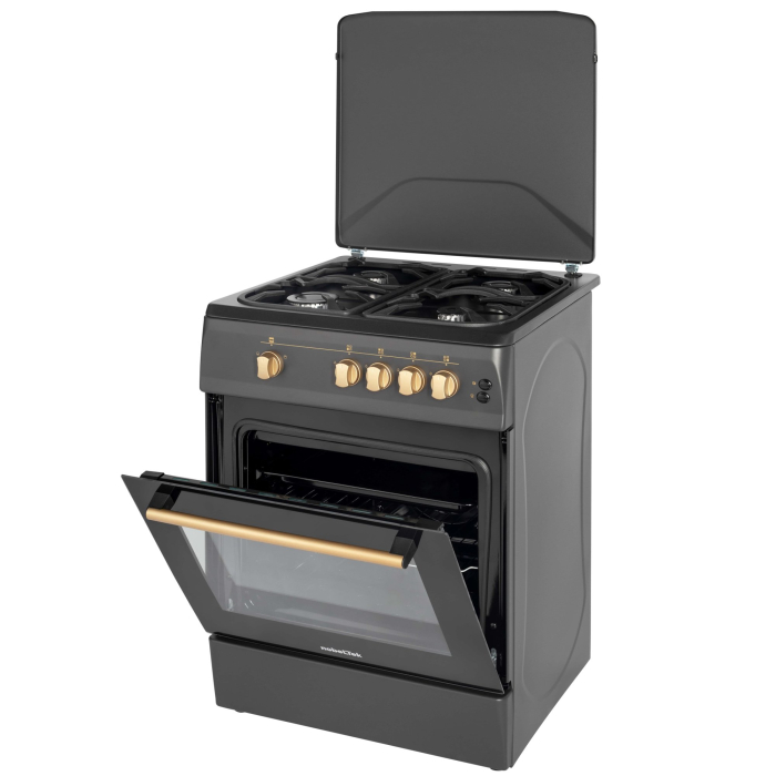 Aragaz NobelTek NLT 6603NM/FG1, Gaz, Grill, Aprindere electrica, Iluminare cuptor, 60 x 60 cm, Negru Mat [2]
