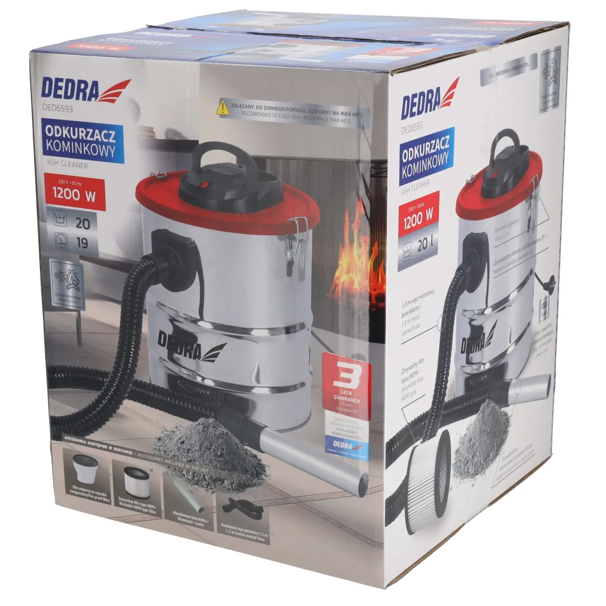 Aspirator pentru șemineu 1200W, rezervor 20 l, DEDRA DED6593 [9]