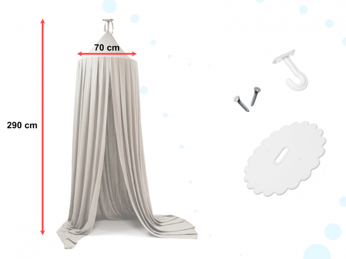 Baldachin suspendat tip cort 70x290 cm, decor camera copii, cu set montaj, gri [3]