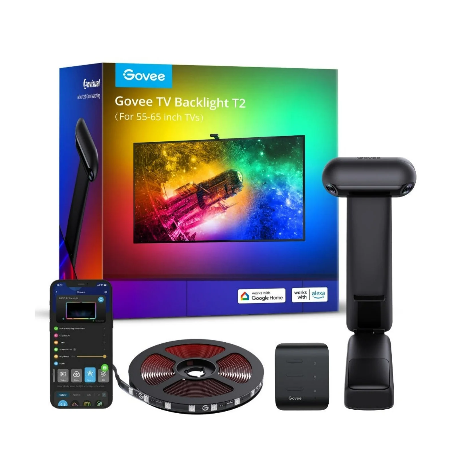 Banda LED Govee H605C Envisual TV Backlight T2 RGBIC, Wi-Fi+Bluetooth, Dual Camera, 55-65 inch, 60 LEDs m [1]