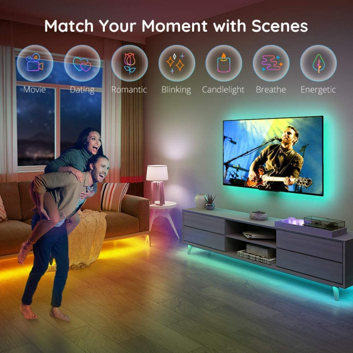 Banda LED Govee H6141 RGB, Sincronizare Muzica, Wifi si Bluetooth, 5m, Telecomanda, Alexa , Google Asistant [2]