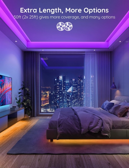 Banda LED Govee H6154 RGB, Sincronizare Muzica, Wifi si Bluetooth 15m, Telecomanda, Alexa , Google Asistant [3]