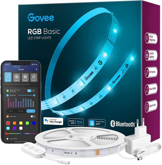 Banda LED Govee H615A RGB, 5m, Sincronizare Muzica, Wifi si Bluetooth, Alexa , Google Asistant [1]