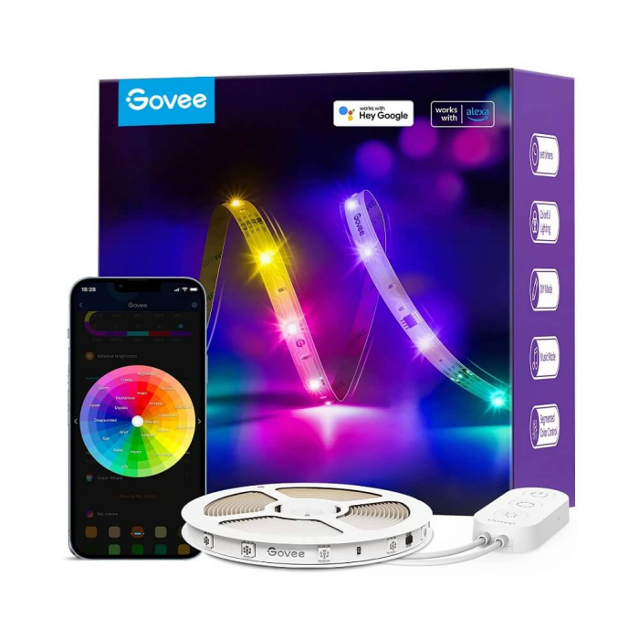 Banda LED Govee H618A RGBIC, 5m, Sincronizare Muzica, Wifi si Bluetooth, Alexa , Google Asistant [1]