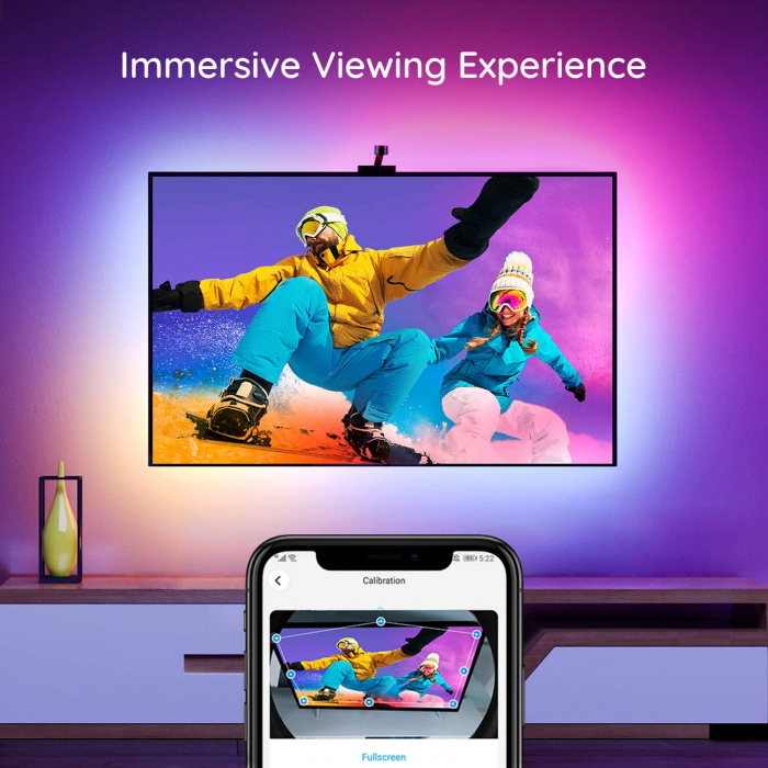 Banda LED Govee TV Backlight T1 Wi-Fi RGBIC, Camera ColorSense 1080p HD [3]