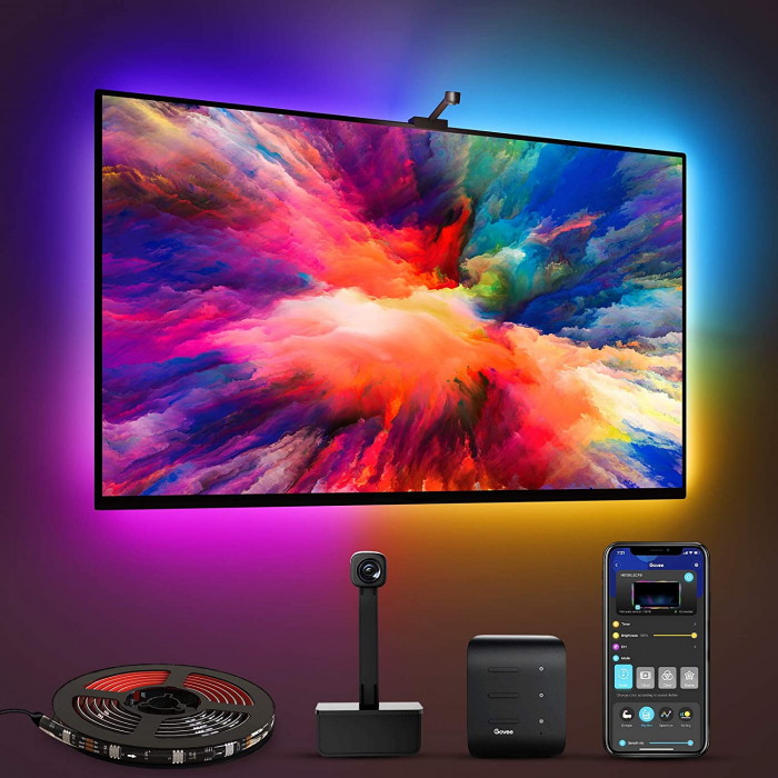 Banda LED Govee TV Backlight T1 Wi-Fi RGBIC, Camera ColorSense 1080p HD [5]
