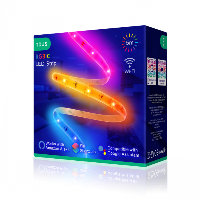 Banda LED Nous Wifi RGBIC F4, 5m, Smart, Sincronizare Muzica [1]