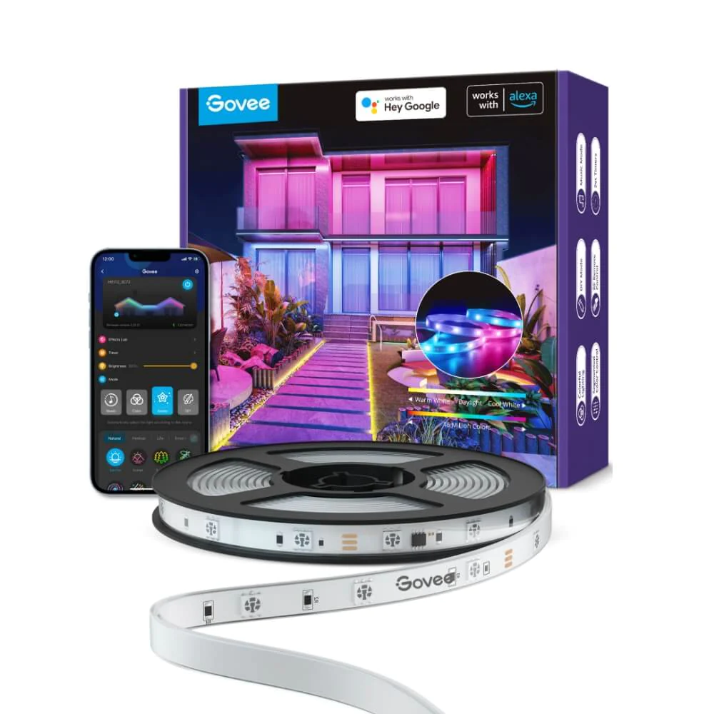 Banda LED Profesionala Govee H6172 RGBIC, 10m, IP65, Sincronizare Muzica, Wi-Fi  Bluetooth, Exterior, Google Assistant  Alexa [1]
