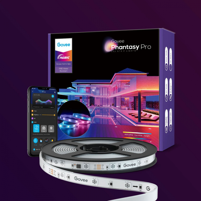 Banda LED Profesionala Govee PhantasyPRO H6171 RGBIC, IP65, Sincronizare Muzica, Wifi, 10m, Exterior, Telecomanda. Control aplicatie [5]