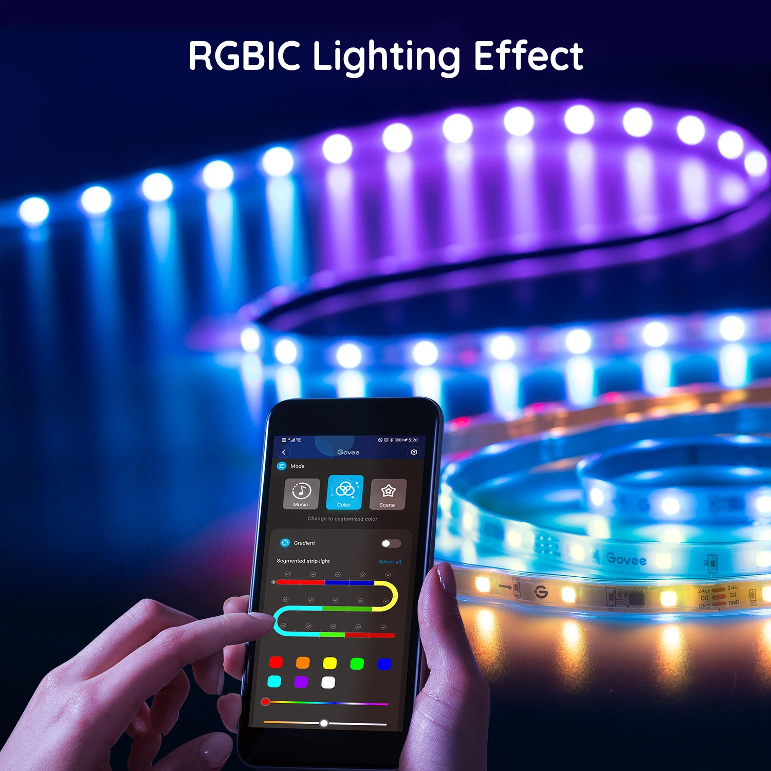 Banda LED Profesionala Govee PhantasyPRO H6171 RGBIC, IP65, Sincronizare Muzica, Wifi, 10m, Exterior, Telecomanda. Control aplicatie [2]