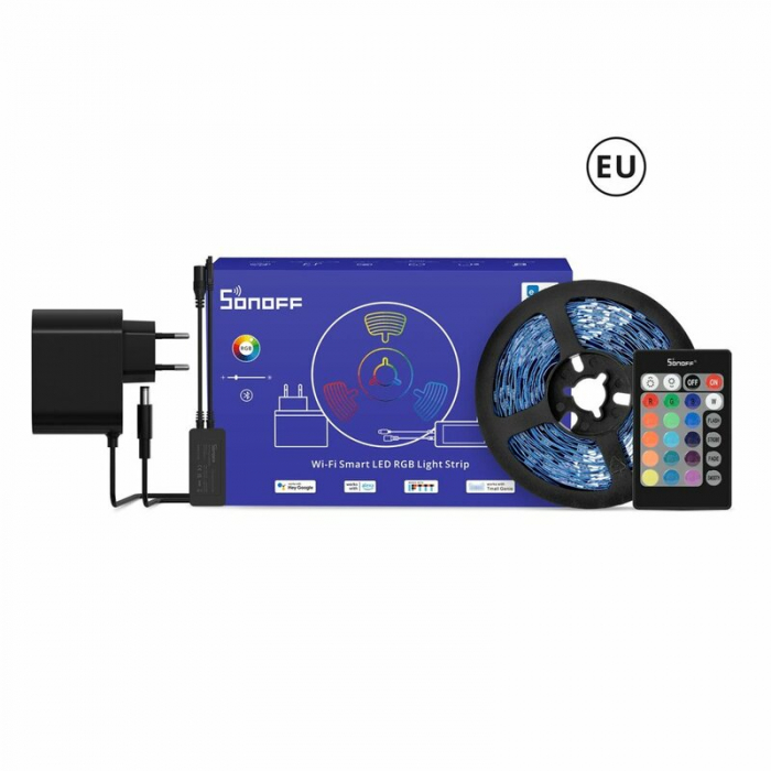 Banda LED RGB inteligenta Sonoff L2-Lite, Wi-Fi, Bluetooth, telecomanda, sincronizare muzica, lumina colorata, 5m [1]