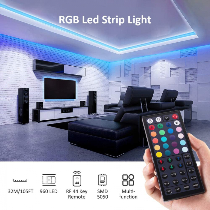 Banda LED RGB Novostela 32m, 960 Leduri, Telecomanda RF cu 44 butoane [5]