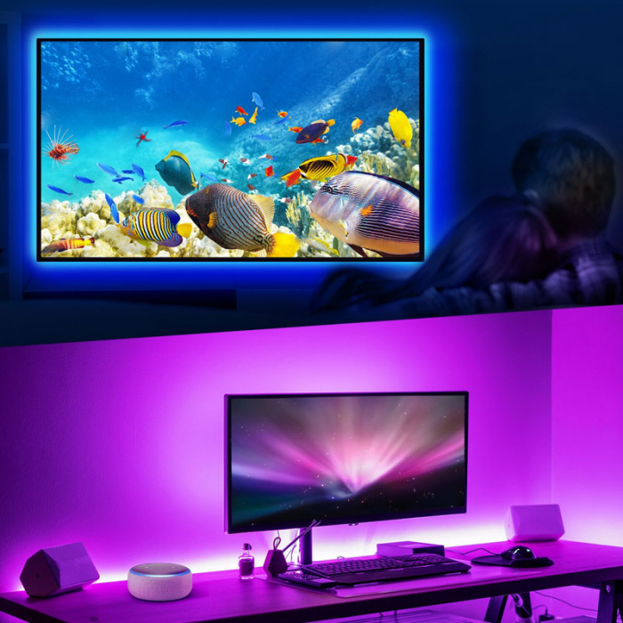 Banda LED Smart Gosund SL2-C WiFi, 5 metri, Sincronizare muzica, Alexa, Google Asistant [2]