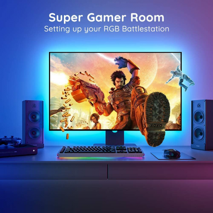 Banda LED TV RGB Govee H6183, USB, Telecomanda, 3m, Sincronizare muzica, 46-60inch [3]
