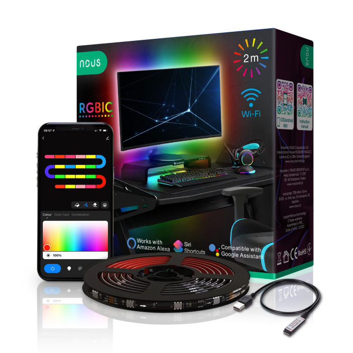 Banda LED TV RGB Nous F9, Smart, Wifi, USB, 2m, LED 5050 [1]
