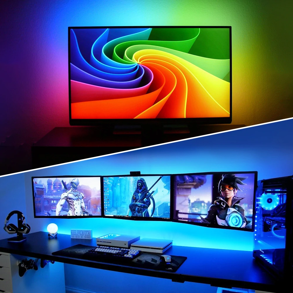 Banda LED TV RGBW Novostella, USB, Telecomanda, 2m,LED 5050, Lumina Alba 6000K, [2]