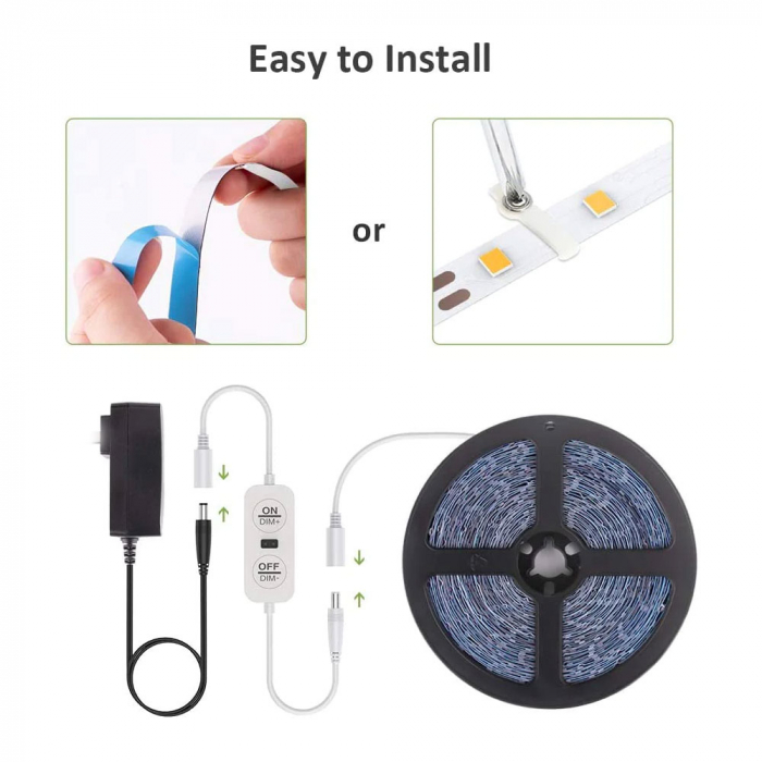 Banda LED Ustellar 12m, 720 Leduri, Senzor de miscare, Lumina alb calda, Dimmer, 3000K [3]
