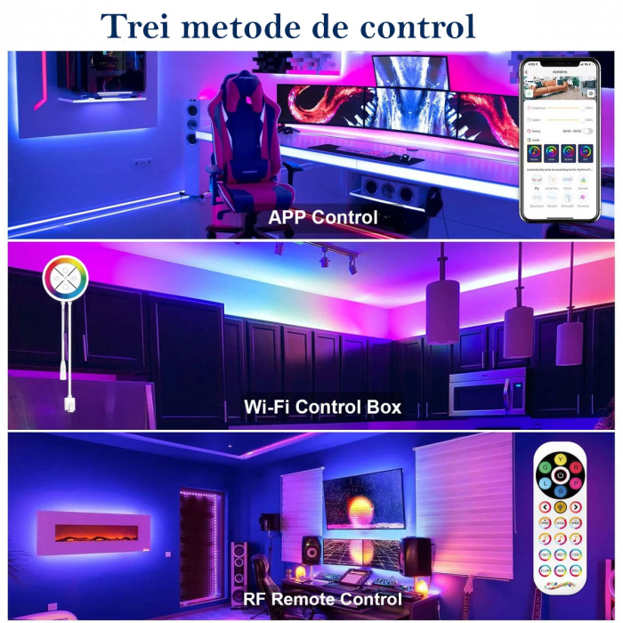 Banda LED Ustellar 6M RGBIC, Sincronizare Muzica, Smart, Wifi, Telecomanda, Alexa, Google Assistant [3]
