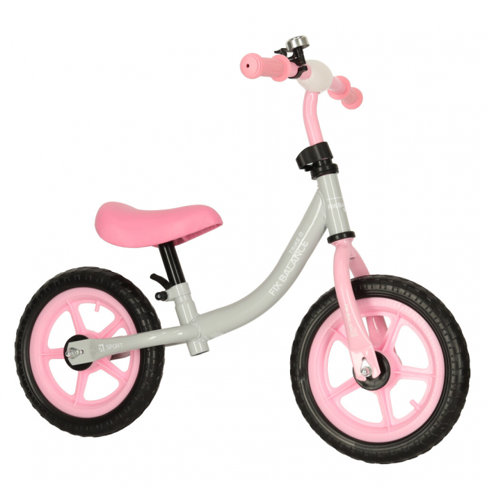 Bicicleta fara pedale pentru copii 80x40x57 cm, reglabila, roti din spuma, 1.8 kg, gri roz [1]