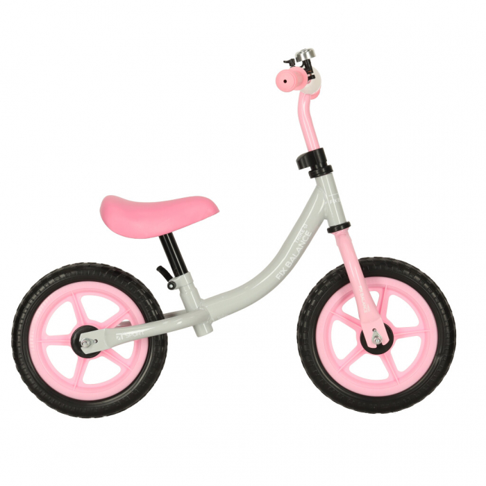 Bicicleta fara pedale pentru copii 80x40x57 cm, reglabila, roti din spuma, 1.8 kg, gri roz [4]