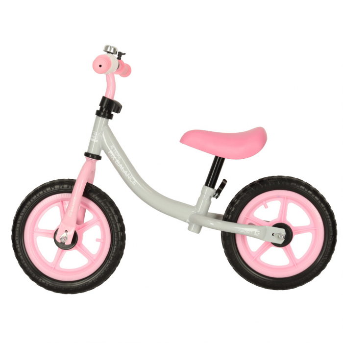 Bicicleta fara pedale pentru copii 80x40x57 cm, reglabila, roti din spuma, 1.8 kg, gri roz [5]