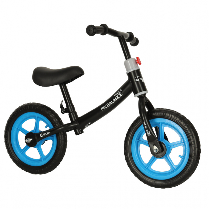 Bicicleta fara pedale pentru copii 80x40x57 cm, reglabila, roti din spuma, 1.8 kg, negru-albastru [1]