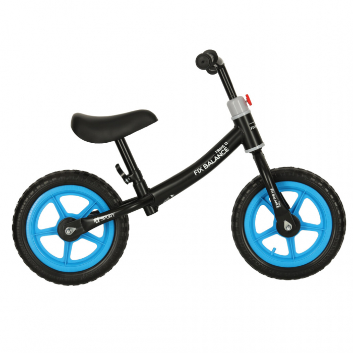 Bicicleta fara pedale pentru copii 80x40x57 cm, reglabila, roti din spuma, 1.8 kg, negru-albastru [4]
